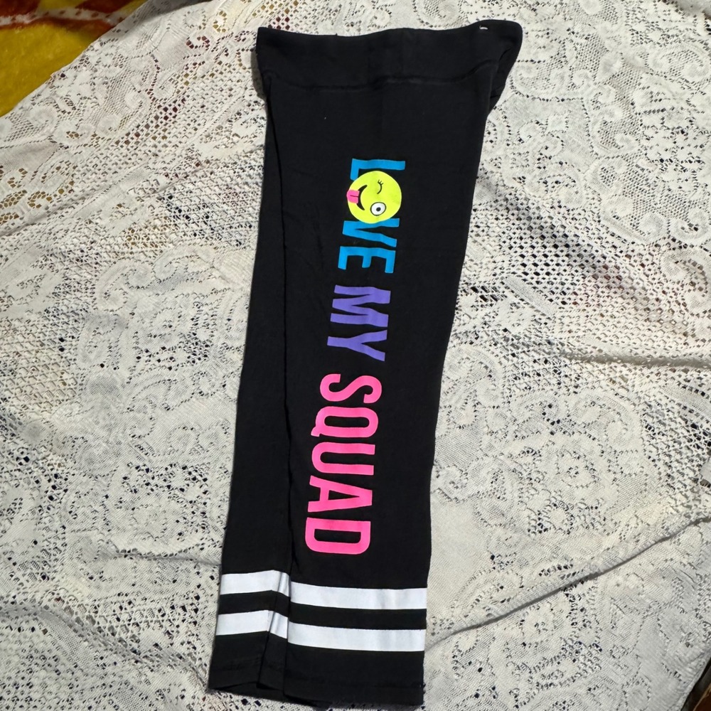 Justice Girls Black Capri Leggings Size 14 Love My Squad Athleisure